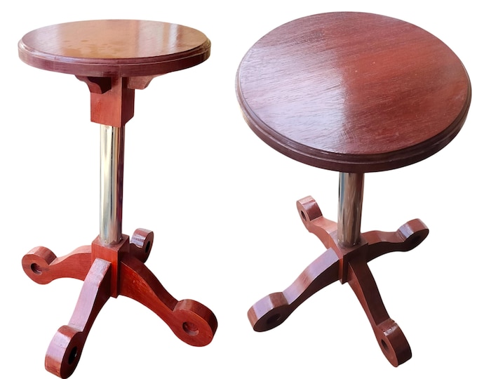 Dollhouse Miniature Round Coffee Table | Adjustable Pedestal Table, 1:12 Scale