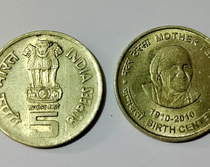 India 5 Rupee Mother Teresa Birth Centenary Coin 2010, Commemorative Numismatic Item