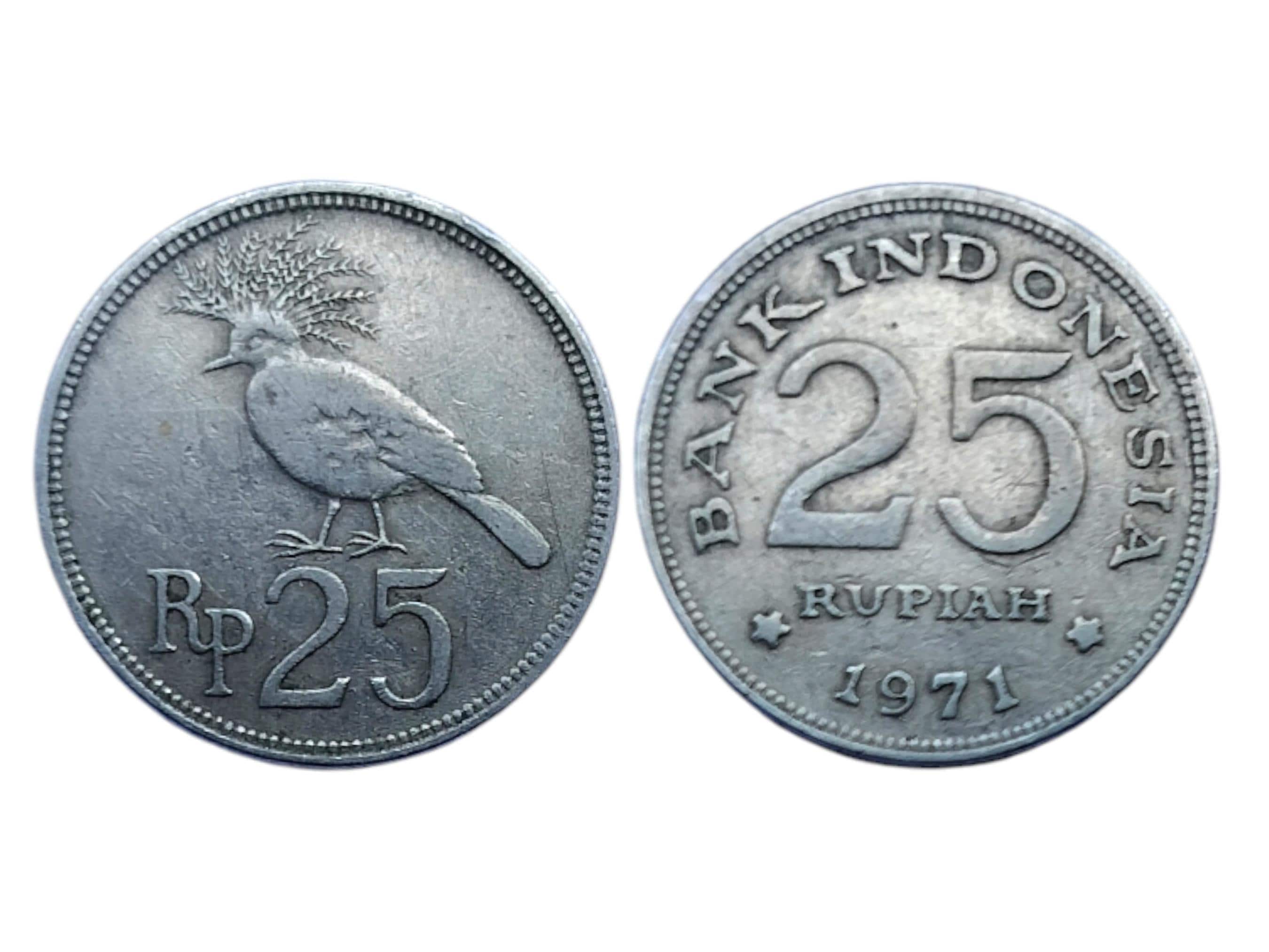 ヴィンテージ インドネシア 25 ルピア硬貨：1971 年 インドネシア銀行 鳥のモチーフ