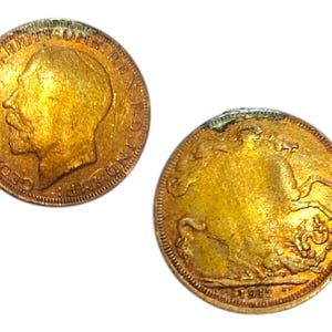 Vintage British Gold Coins - George V Profile & St. George Slaying Dragon - Antique Collectibles