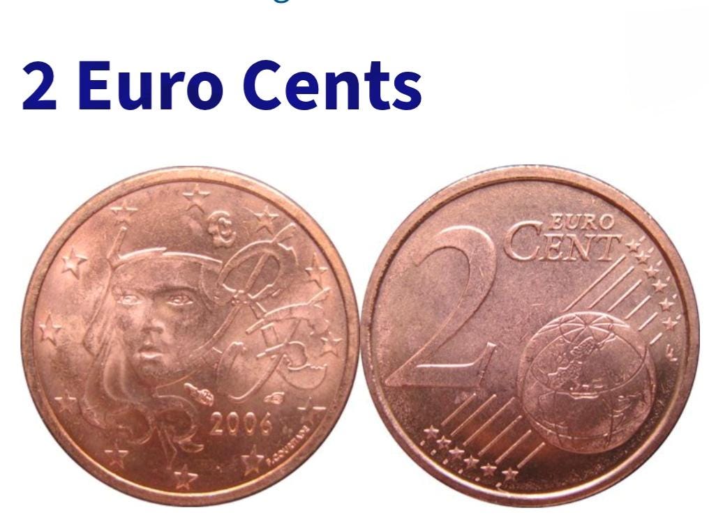 2cent ユーロ x 50枚 筒1本 2 euro cent - Etsy 日本