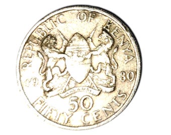 1980年製ケニア50セント硬貨（ヴィンテージ） - 東アフリカの貨幣