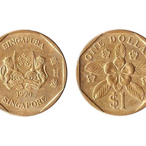 Rare 1990 Singapore One Dollar Coin | Southeast Asian Numismatics | Coin Collector Gift