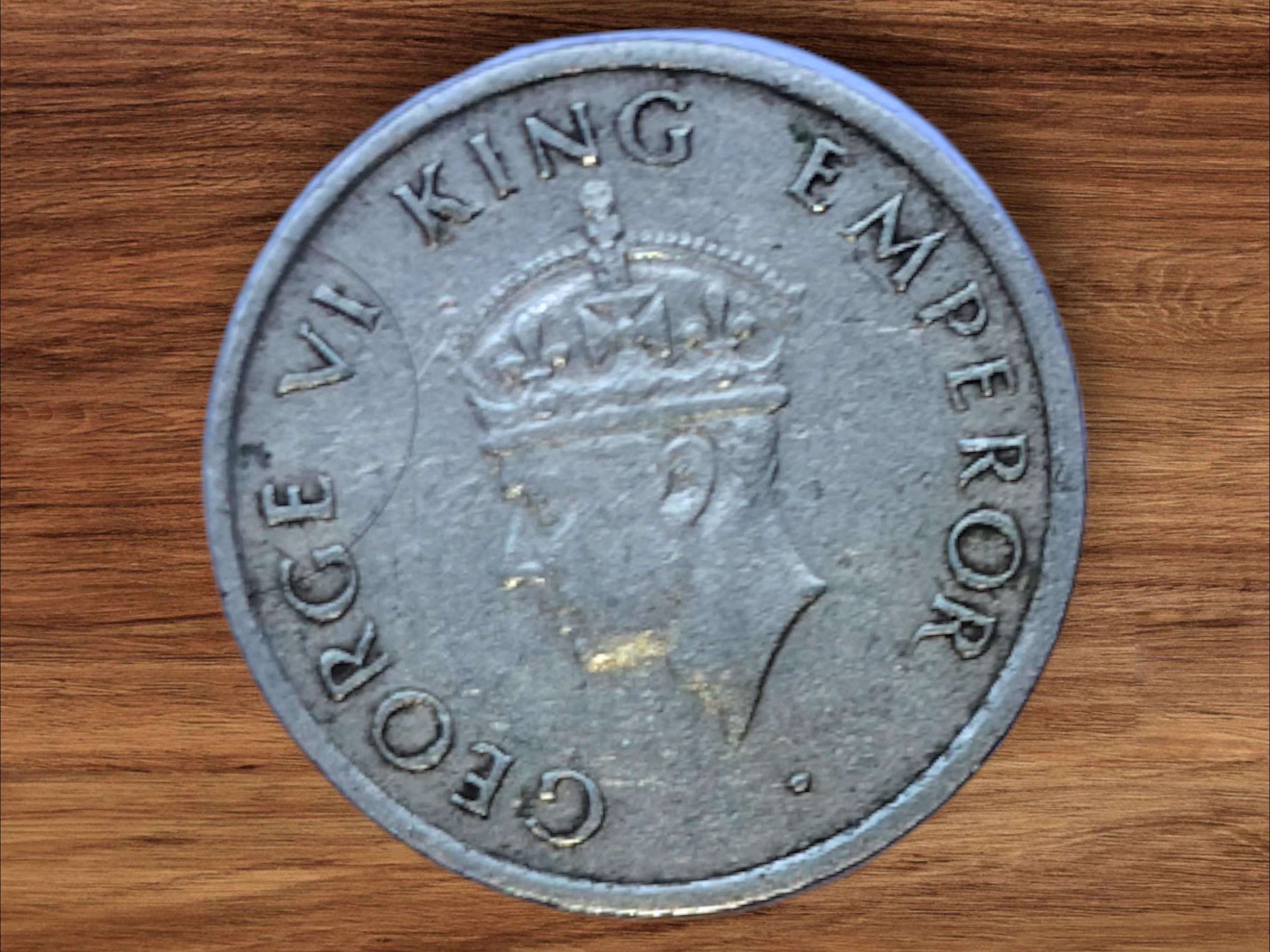 1947年インド 25セント硬貨：ジョージ6世、跳ねるライオン - Etsy 日本