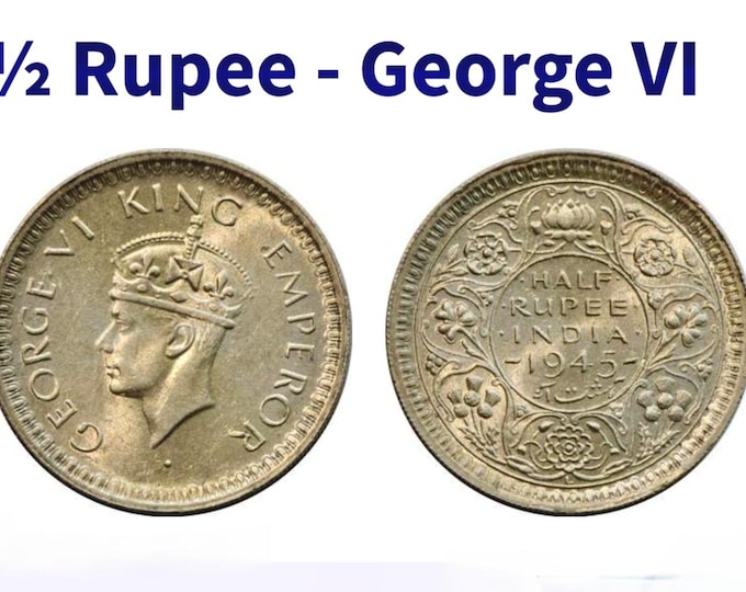 1945 British India Half Rupee Silver Coin | King George VI Numismatic Collectible