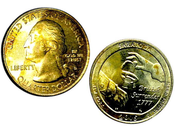 US Quarter Dollar Coin - Saratoga 1777 Commemorative | United States Liberty Quarter