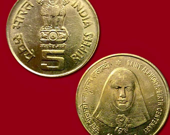 Saint Alphonsa 5 Rupee Coin, 1910-2009, Birth Centenary, Indian Commemorative Coin