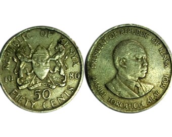 1980年製ケニア50セント硬貨（ヴィンテージ） - 東アフリカの貨幣