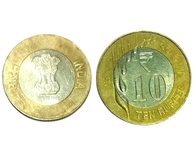Vintage/Modern Indian 10 Rupee Coin (2019) - Collectible Bi-Metal Coin for Enthusiasts