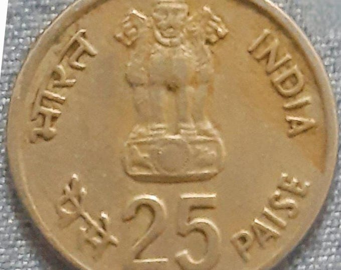 1982 India 25 Paise Coin, IX Asian Games Delhi Commemorative, Copper-Nickel Numismatic Collectible