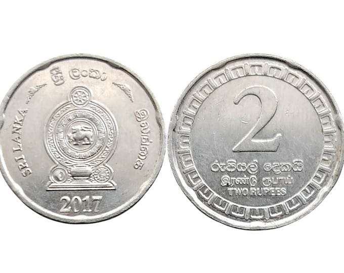 2017 Sri Lanka 2 Rupees Coin – Stainless Steel, 7-Notch Edge, Lion Emblem (Authentic)