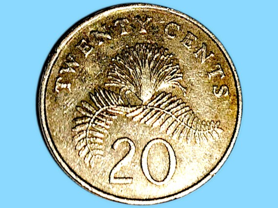 シンガポール 20セント硬貨リング 1987年 - 手作りコインジュエリー