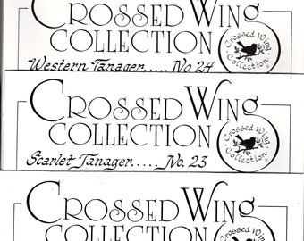 Crossed Wing Collection cross stitch charts-ScarletTanager,WesternTanager,Christmas,FlowerPower,FrostyFeast,BackwaterWoody,BlueHeron,RedTail
