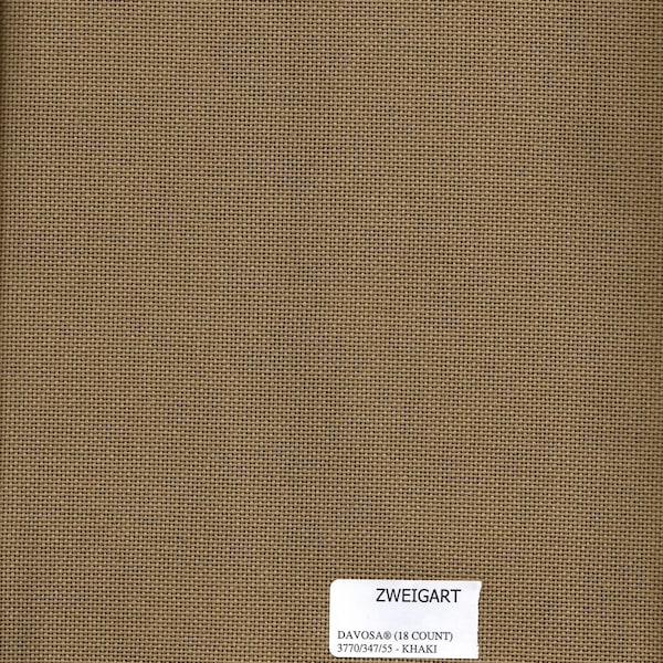 ZWEIGART 18 count Khaki DAVOS cross stitch fabric sold by the FQ  18"x27" -  use with Prairie Schooler yearly Santa