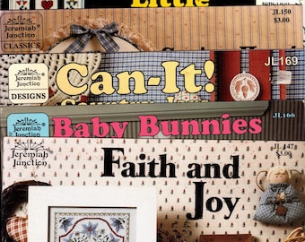 JEREMIAH JUNCTION Counted Cross Stitch Charts-Your Choice-FamilySampler,CountryKitchen,WelcomeNeighbor,PatchworkHouses,FaithJoy,BabyBunnies