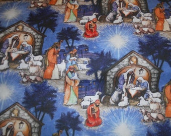 BLESSED BIRTH SCENE, Winter, Christmas, Susan Winget Cotton Fabric,By The Yard, Nativity