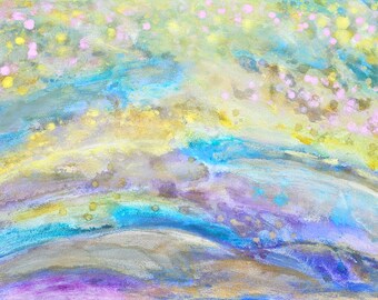 Gentle Spirit -Abstract Fine Art Painting Original Art Modern Contemporary Yellow Blue Home Decor Canvas Acrylic -Kami Kinnison