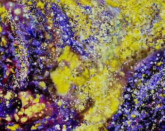 BE THE LIGHT -Abstract Painting Original Art Modern Contemporary Yellow Purple Home Decor Canvas Acrylic Texture -Kami Kinnison
