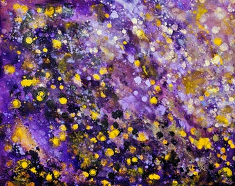 Dreaming -Abstract Texture Painting Original Art Modern Contemporary Yellow Purple Home Decor Canvas Acrylic -Kami Kinnison
