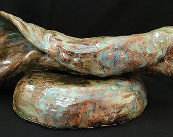 OCEAN FLOW -Pottery Sculpture Vase Clay Modern Art Home Decor Handmade