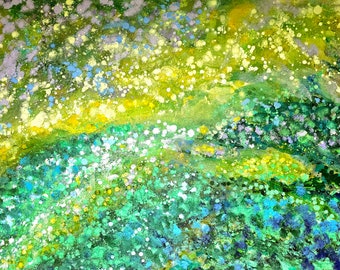 Secret Garden -Abstract Painting Original Art Modern Contemporary Yellow Purple Home Decor Canvas Acrylic Texture -Kami Kinnison