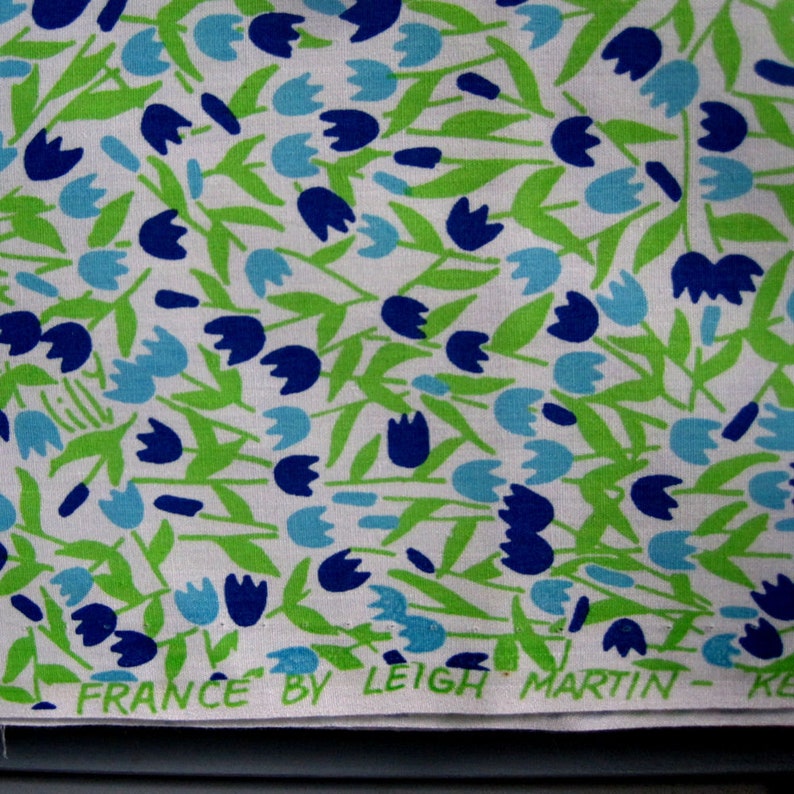 Vintage Key West Hand Print Cotton Fabric France by Leigh Martin Buy by the Half Yard