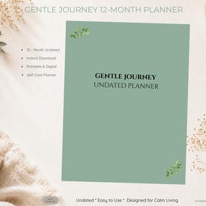 Gentle Journey Undated Planner, Self-Care, Monthly Weekly (Printable Digital Download)