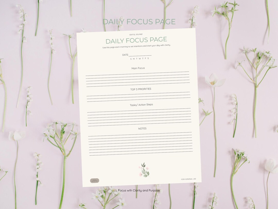 Daily Focus Printable Planner Page | Productivity Planner Insert ...