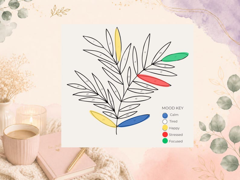 Eucalyptus Mood Tracker Printable | Botanical Wellness Planner Insert ...