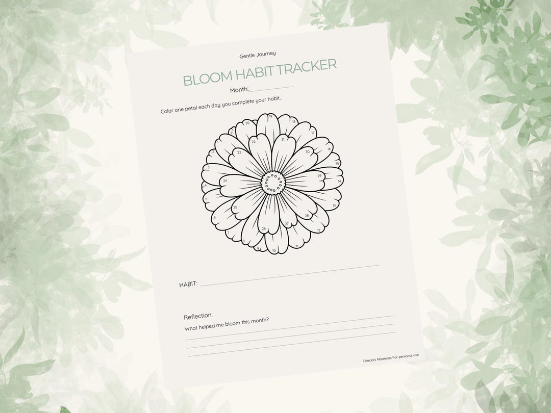 Bloom Habit Tracker Printable | Floral Self Care Planner (digital ...