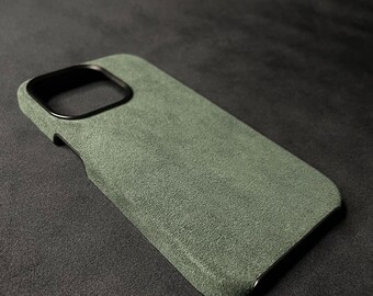 Custom iPhone Case Made with Alcantara Material MagSafe Cover iPhone 16 15 14 13 12 Pro Max Personalized Suede Phone Case Gift