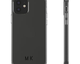 Custom Initials Phone Case, Personalized Clear iPhone Case, Monogram Name Case, Transparent Slim Cover, Gift for Her Him