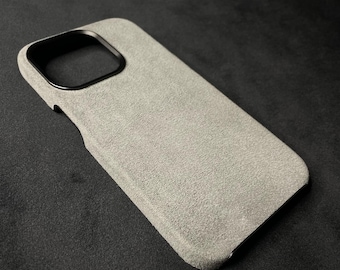 Premium Alcantara iPhone case 15 Pro, Alcantara Case iPhone 15 Pro MagSafe Phone Case iPhone 15 Personalized Leather Phone case Gift for him