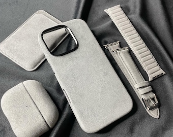 iPhone 16 Pro Case Made with Genuine Alcantara Material | Personalized MagSafe Phone Case | Luxury Suede Custom iPhone Cover Gift