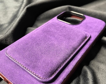 MagSafe Wallet Made with Alcantara Material Personalized Magnetic Card Holder Custom iPhone Wallet Case Accessory Gift