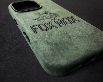 iPhone 16 Pro Max Case Made with Genuine Alcantara Material, Personalized MagSafe Phone Case, Luxury Suede Custom iPhone Cover