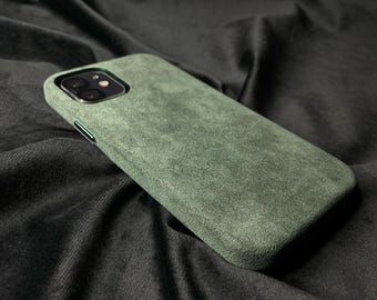 Personalized iPhone Case Alcantara Material MagSafe Custom Phone Cover iPhone 16 15 14 13 12 Pro Max Luxury Suede Case Handmade Gift