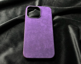 Personalized iPhone Case Alcantara Leather Custom MagSafe Cover iPhone 16 15 14 Pro Max Luxury Suede Phone Case Gift