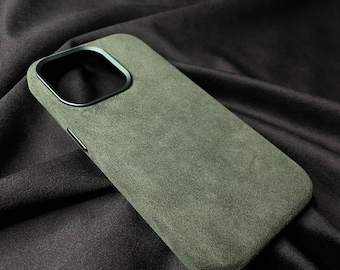 Personalized iPhone Case Alcantara Material MagSafe Custom Phone Cover iPhone 16 15 14 13 12 Pro Max Luxury Suede Case Gift
