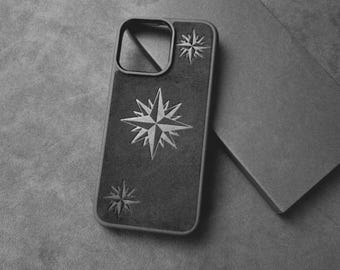 Compass Rose iPhone Case made with Alcantara Material | Custom Logo Phone Case iPhone 17 16 15 14 13 12 11 Pro Max | Personalized Cover