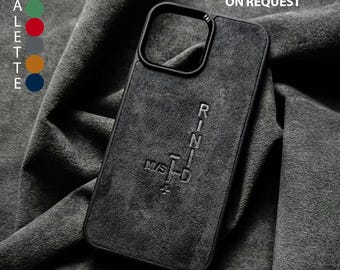 Personalized iPhone 17 16 15 14 Pro Max Case Made with Genuine Alcantara Material, Custom Logo MagSafe Phone Case, Luxury Suede iPhone Cover