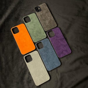 Personalized Alcantara iPhone Case | Custom Luxury Cover for iPhone 15, 14, 13, 12 Pro | Gray | MagSafe | iPhone 16 Pro Max | Leather case