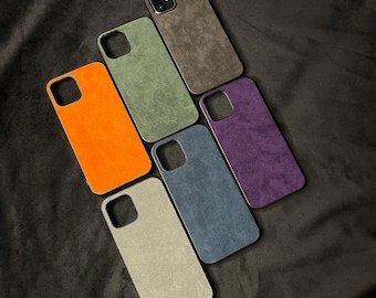 Personalized iPhone Case Alcantara Material MagSafe Custom Phone Cover iPhone 16 15 14 13 12 Pro Max Luxury Suede Case Gift