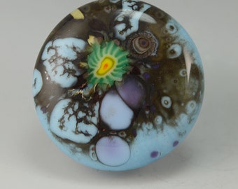 Depth .... glass CABOCHON artsy organic lampwork fused jewelry designer cabs  by GrowingEdgeGlass/ Mikelene Reusse