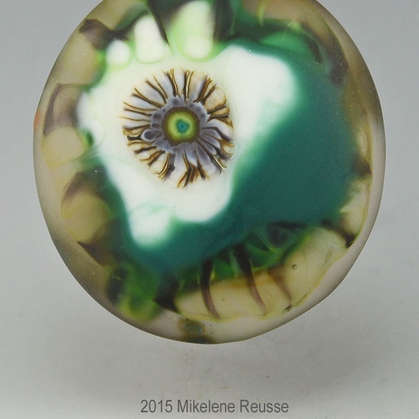Verdant One ... glass CABOCHON artsy organic lampwork jewelry designer cabs  by GrowingEdgeGlass/ Mikelene Reusse