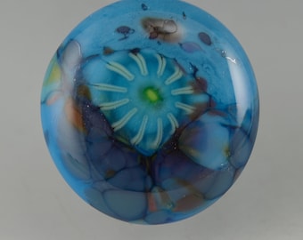 Deep Blue Sea .... glass CABOCHON artsy organic lampwork fused jewelry designer cabs  by GrowingEdgeGlass/ Mikelene Reusse