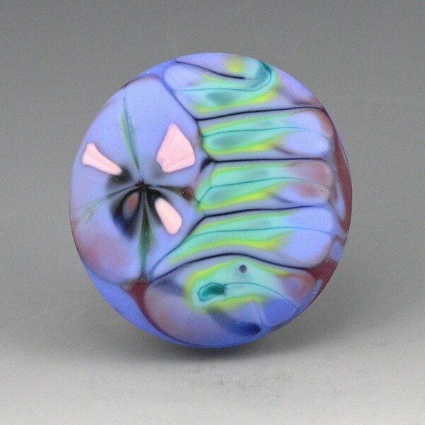 Thistle...... glass organic blue handmade CABOCHON teal pink designer cabs