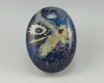 Cosmos .... glass CABOCHON artsy organic lampwork fused jewelry designer cabs  by GrowingEdgeGlass/ Mikelene Reusse
