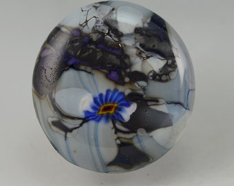 Blue Cornflower .... glass CABOCHON artsy organic lampwork fused jewelry designer cabs  by GrowingEdgeGlass/ Mikelene