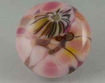 Pink  .... glass CABOCHON artsy organic lampwork fused jewelry designer cabs  by GrowingEdgeGlass/ Mikelene Reusse